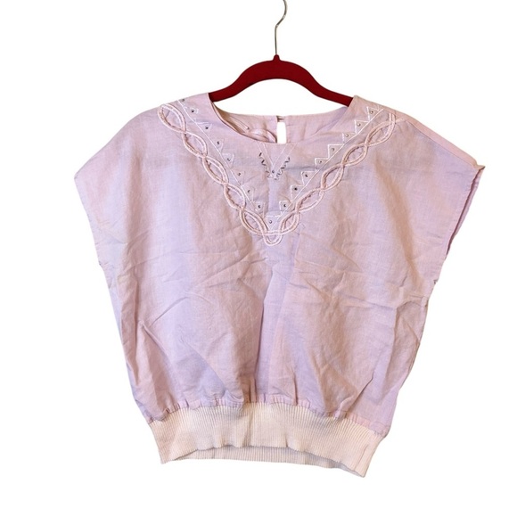 Vintage Pink Embroidered 80’s Crop Top - Picture 2 of 10